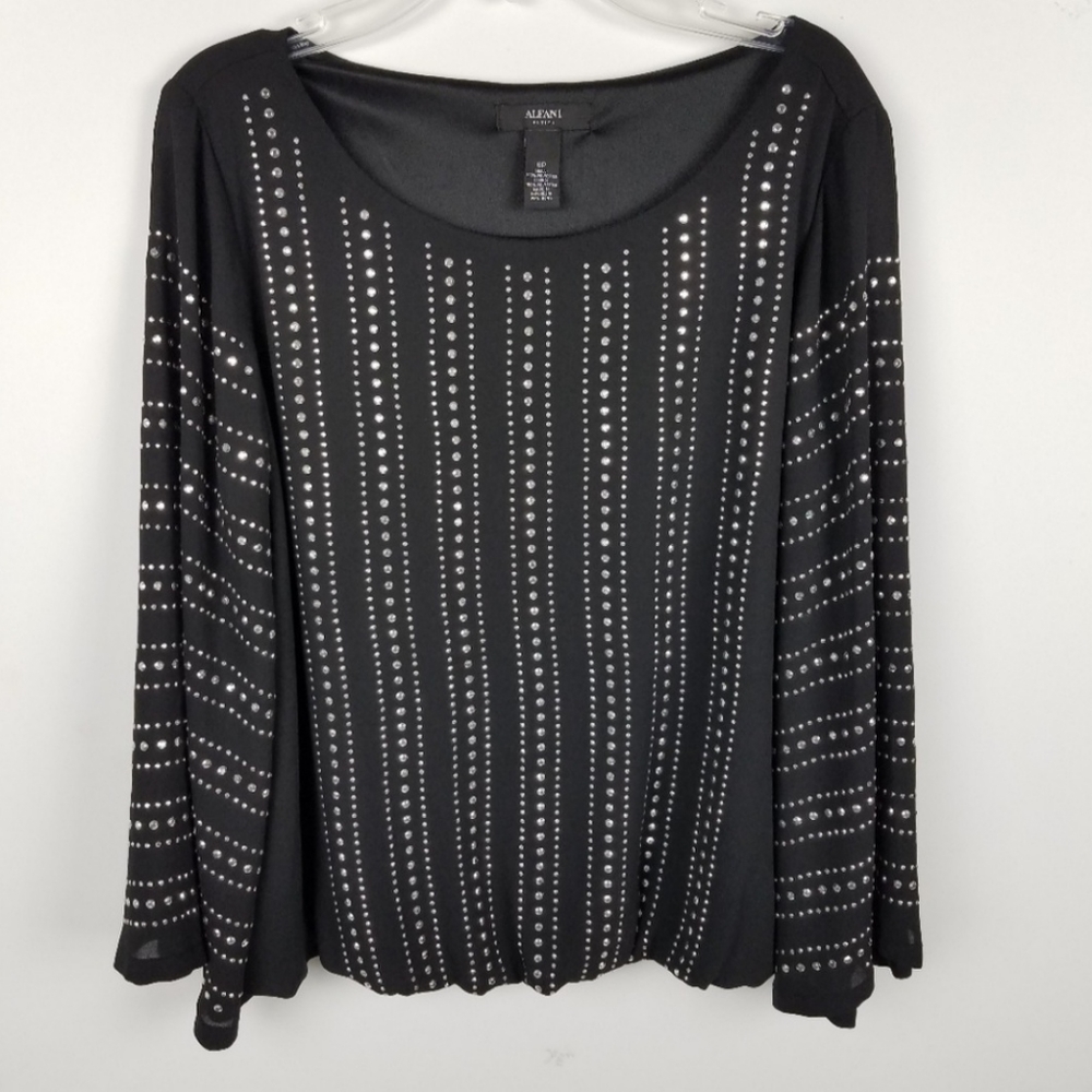 Alfani Black Bell Sleeve Blouse 6 Petite